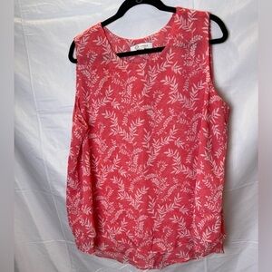 Cristina B sleeveless Blouse with Pink and White Leaf Print
